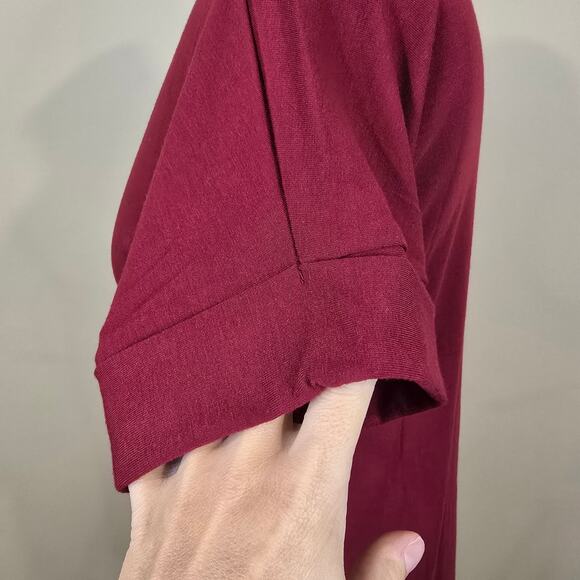Women's Zenana Maroon Cuffed Sleeve Tunic Tee | Size Medium - Picture 6 of 11
